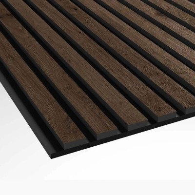 Smoked Oak Acoustic Akupanel Slat Wood Wall Panel